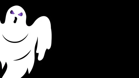 Spooky White Ghost Floating on Black Background Animation for Halloween Hol.. Video stock 346807196