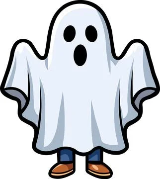 Spooky White Ghost Halloween Character Icon Illustrazione stock