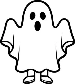 Spooky White Ghost Halloween Character Icon Stock Illustration