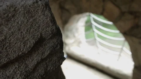 Spooky window Spiderweb Pattern, Sleeping Giant Tower, Connecticut Video stock 50944087