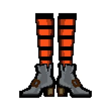 Spooky witch legs pixel art vector illustration Stock Illustration