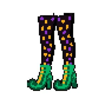 Spooky witch legs pixel art vector illustration Stock Illustration