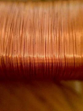 Spool of copper wire,close up,selective focus Stock Photos