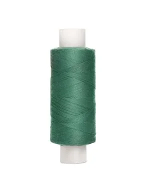 Spool of green sewing thread isolated on white Stock Photos