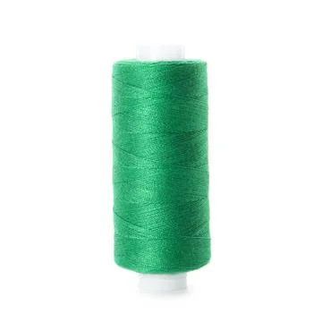Spool of green sewing thread isolated on white Stock Photos
