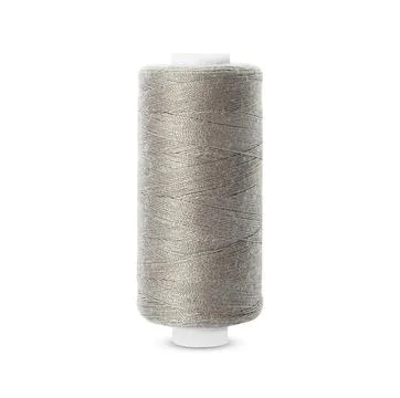 Spool of light grey sewing thread isolated on white Stock Photos