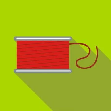 Spool of red thread icon, flat style Stock Illustration