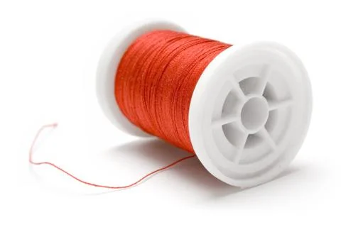 Spool of Red Thread Isolated on a White Background Stockfoto's