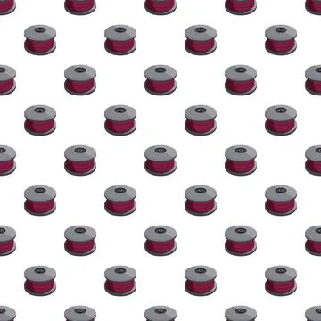 Spool of red thread repeating pattern background Illustrazione stock