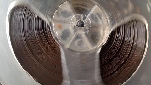 Spool of tape recorder closeup Stock Footage 93316632