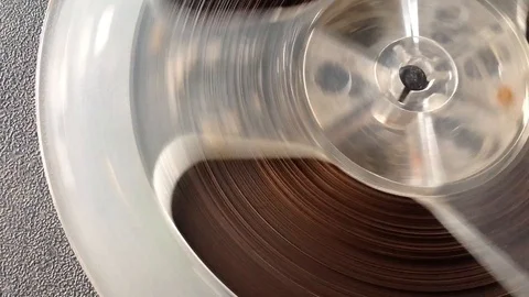 Spool of tape recorder closeup Stock Footage 93362901