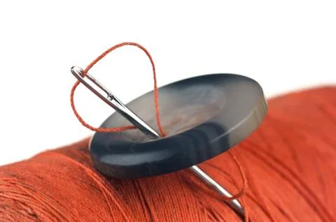 Spool of thread and buttons Stock Photos
