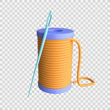Spool with thread and needle. 3d rendering Stock Illustration