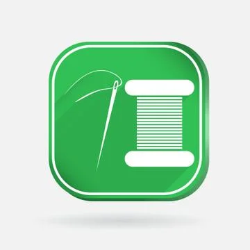 Spool of thread and needle. color square icon Stock Illustration