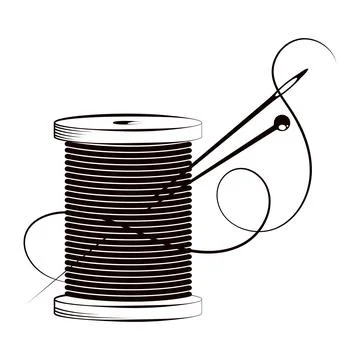 Spool of thread and needle. Design for sewing Stock Illustration