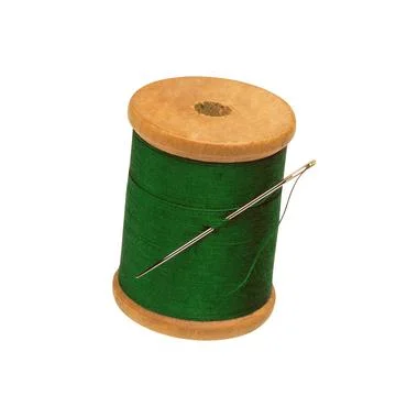 Spool of thread and needle isolated Stock Photos