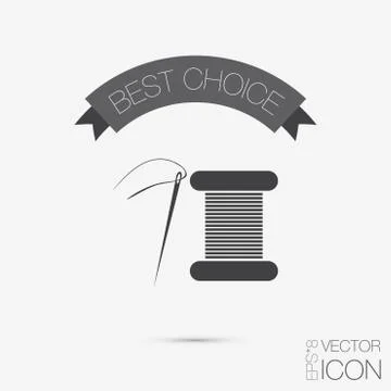 Spool of thread and needle. a symbol of fashion and sewing. Stock Illustration