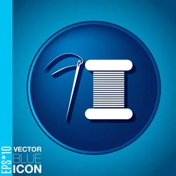 Spool of thread and needle. a symbol of fashion and sewing. Ilustração Stock