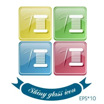 Spool of thread and needle. a symbol of fashion and sewing. Stock Illustration