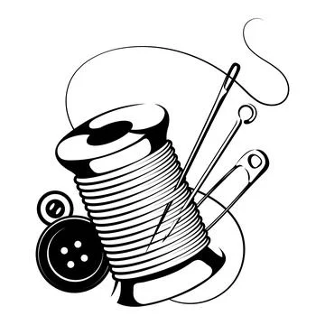 Spool of thread and needle, symbol for seamstress and tailor Stock Illustration