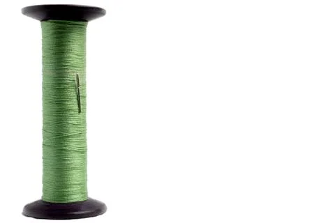 Spool of thread and needle on a white background with free space Foto stock