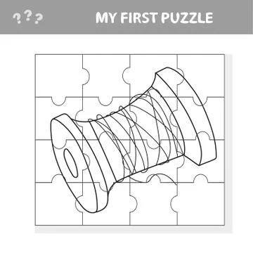 Spool of thread - Cartoon Illustration of Education Jigsaw Puzzle Game Stock Illustration