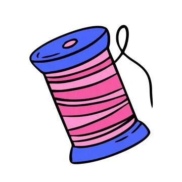 The spool is a thread doodles . Hand made needlework Vector illustration on w Stock Illustration