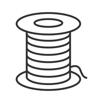 Spool of thread icon in line design. Spool, thread, fishing line, bobbin, reel Stock Illustration