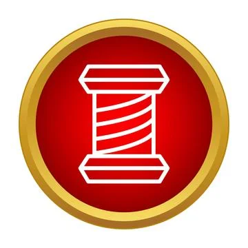 Spool of thread icon in red circle for sewing concept Stock Illustration
