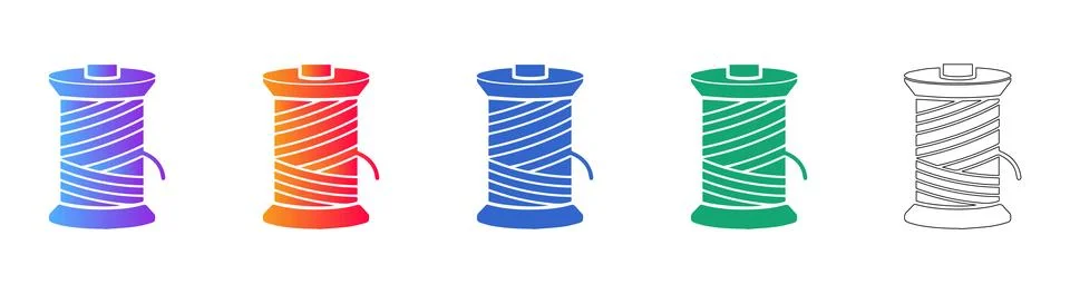 Spool of Thread Icons for Sewing and Crafting Ilustração Stock