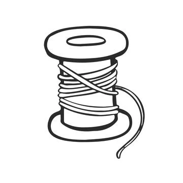 Spool of thread in line vector illustration Stock Illustration