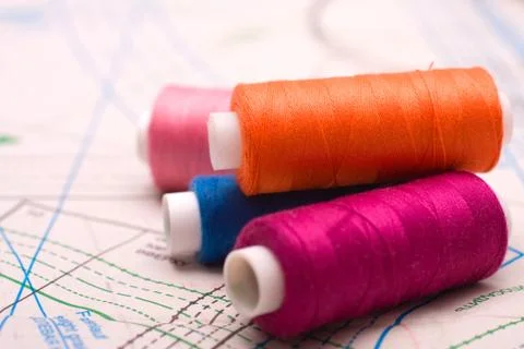 Spool of thread. sew accessories. Foto stock
