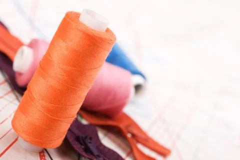 Spool of thread. sew accessories. Foto stock
