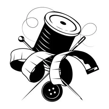 Spool of thread, sewing meter and needle and thread Stock Illustration