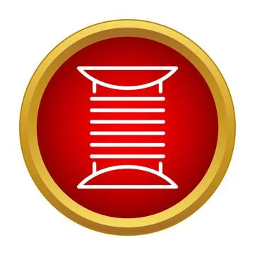 Spool of thread sewing outline icon in red circle Stock Illustration