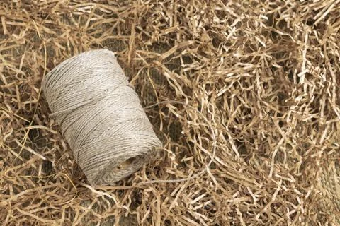 Spool of thread on the table Foto stock