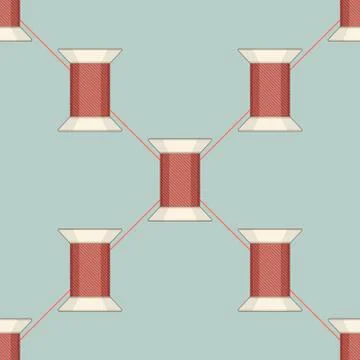 Spool of thread texture seamless pattern Stock Illustration