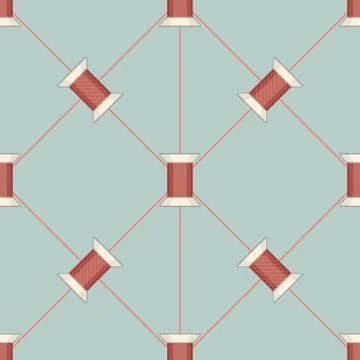 Spool of thread texture seamless pattern Stock Illustration