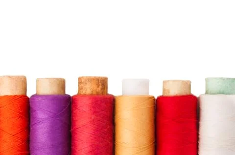 Spool of thread on white background Stock Photos