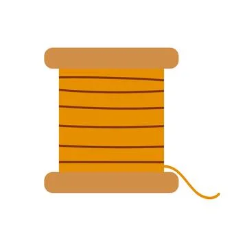 Spool Thread on White Background for Sewing and Craft Projects Flat Hand drawn Stock Illustration