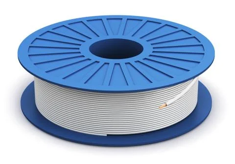 Spool with white electric power cable Illustrazione stock