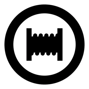 Spool wire cable coil reel cord icon in circle round black color vector illus Stock Illustration