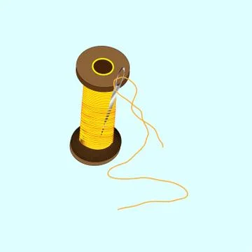 Spool of yellow thread Stock Illustration