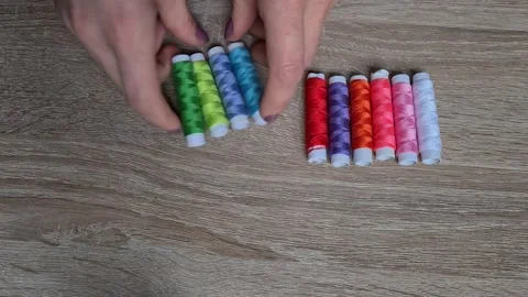  Spools Of Colored Thread Close-Up.  Видео 152410647