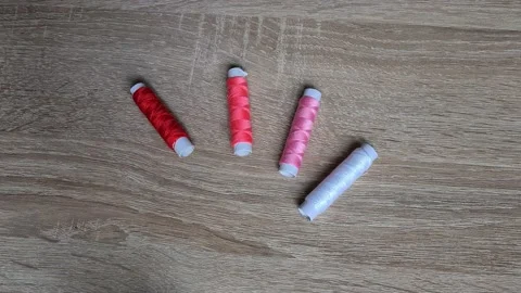  Spools Of Colored Thread Close-Up. Textile. Sew With A Needle  Stock Footage 152410509