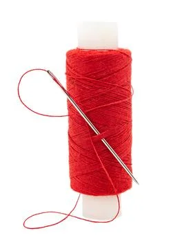 Spools of colored threads on a white background with an empty space for an .. Stock Photos