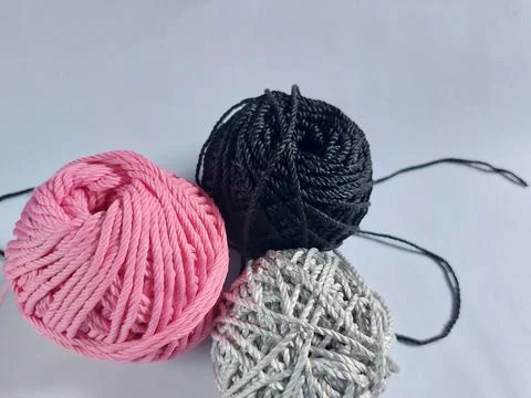 Spools of colorful knitting threads Stock Photos