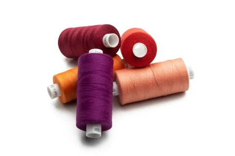 Spools of colours threads isolated on white background Stock Photos
