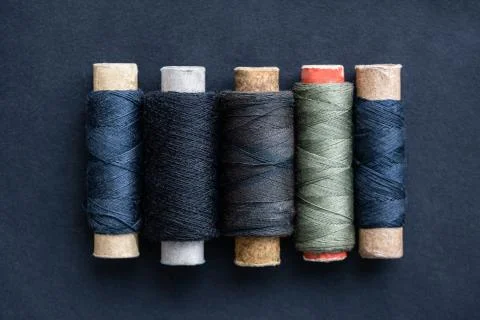 Spools set with retro threads Stock Photos