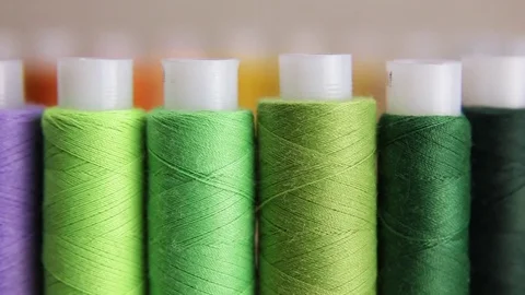 Spools of sewing thread Stock Footage 74049487